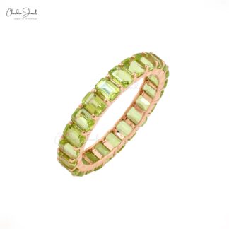 Octagon Full Eternity Band In 14k Rose Gold Peridot 4x3mm Gemstone Minimalist Ring
