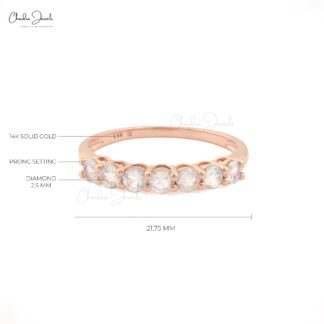14k Solid Rose Gold Natural Rainbow Moonstone Eternity Band Ring for Anniversary Gift