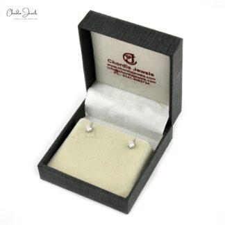 Single Stone Stud With 0.51 Ct G-H Diamond Prong Set In 14k White Gold Earrings For Her