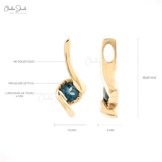 AAA London Blue Topaz Twisted Pendant In 14k Yellow Gold December Birthstone Jewelry