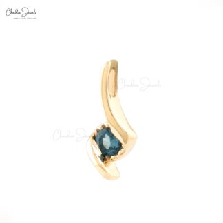 AAA London Blue Topaz Twisted Pendant In 14k Yellow Gold December Birthstone Jewelry