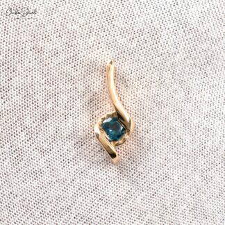 AAA London Blue Topaz Twisted Pendant In 14k Yellow Gold December Birthstone Jewelry