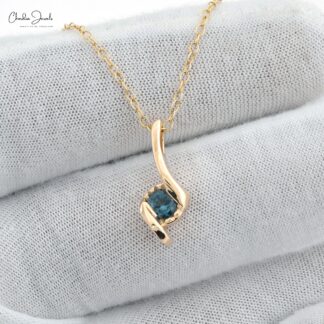 AAA London Blue Topaz Twisted Pendant In 14k Yellow Gold December Birthstone Jewelry