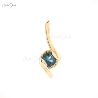 AAA London Blue Topaz Twisted Pendant In 14k Yellow Gold December Birthstone Jewelry