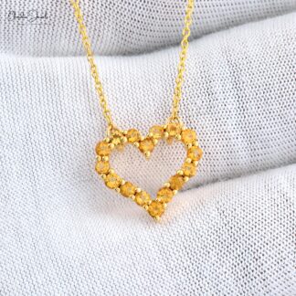 Heart Shaped Natural Citrine Necklace Pendant For Women Gemstone Pendant In 14k Yellow Gold
