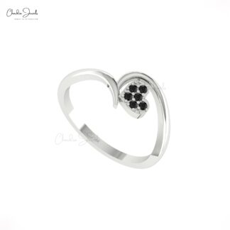 Brilliant Cut Promise Love Ring In Solid 14k Gold Black Diamond Dainty Heart Rings
