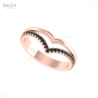 Wishbone Diamond Ring In Solid 14k Gold Pave Black Diamond Chevron Unique Rings For Her