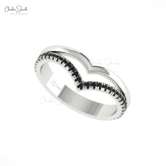 Wishbone Diamond Ring In Solid 14k Gold Pave Black Diamond Chevron Unique Rings For Her