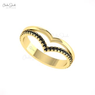 Wishbone Diamond Ring In Solid 14k Gold Pave Black Diamond Chevron Unique Rings For Her