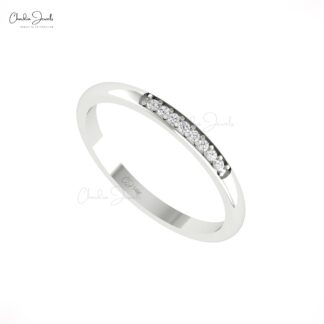 Stacking Diamond Band With 1.2mm White Diamond Birthstone Wedding Ring In 14k Gold