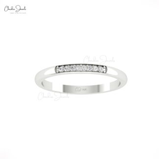 Stacking Diamond Band With 1.2mm White Diamond Birthstone Wedding Ring In 14k Gold