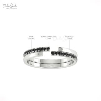 Open Cuff Dainty Ring In 14k Purity Gold Black Diamond Zigzag Double Band Rings For Her