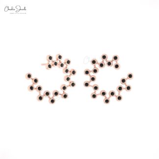 Bezel Set Cluster Earrings In Solid 14k Gold Black Diamond Constellation Push Back Studs