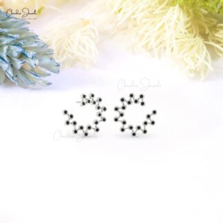 Bezel Set Cluster Earrings In Solid 14k Gold Black Diamond Constellation Push Back Studs