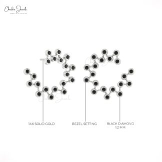 Bezel Set Cluster Earrings In Solid 14k Gold Black Diamond Constellation Push Back Studs