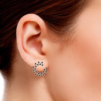 Bezel Set Cluster Earrings In Solid 14k Gold Black Diamond Constellation Push Back Studs