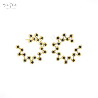 Bezel Set Cluster Earrings In Solid 14k Gold Black Diamond Constellation Push Back Studs