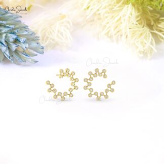 Constellation Unique Studs With 0.32 Ct White Diamond Bezel Set In 14k Pure Gold Earrings