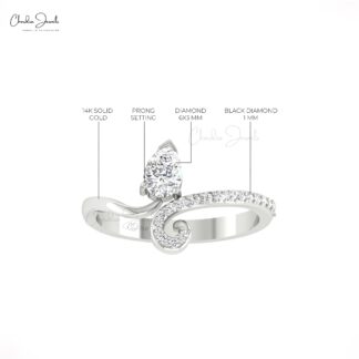 Bypass Leaf Wedding Ring In Solid 14k Gold White Diamond 6x3mm Pear Cut Rings For Her