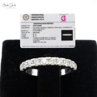 IGI Certified Half Eternity Stack Band In 14k White Gold Diamond 2.7mm Round Bridal Ring