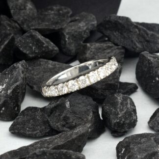 IGI Certified Half Eternity Stack Band In 14k White Gold Diamond 2.7mm Round Bridal Ring