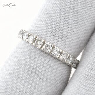 IGI Certified Half Eternity Stack Band In 14k White Gold Diamond 2.7mm Round Bridal Ring