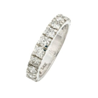 Dainty Eternity Wedding Band With 3mm G-H Diamond 14k Real White Gold Light Weight Ring
