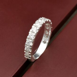 Dainty Eternity Wedding Band With 3mm G-H Diamond 14k Real White Gold Light Weight Ring