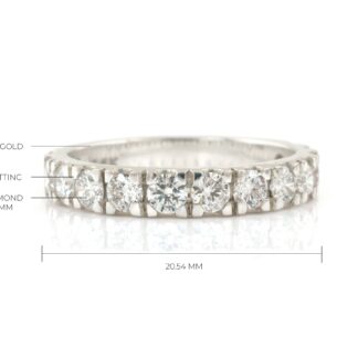 Dainty Eternity Wedding Band With 3mm G-H Diamond 14k Real White Gold Light Weight Ring