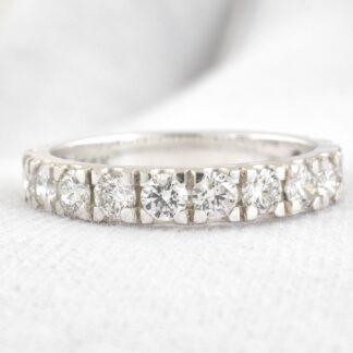 Dainty Eternity Wedding Band With 3mm G-H Diamond 14k Real White Gold Light Weight Ring