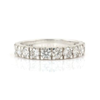 Dainty Eternity Wedding Band With 3mm G-H Diamond 14k Real White Gold Light Weight Ring
