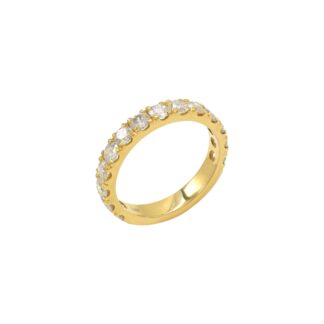 Dainty Round Cut Certified Band In Solid 14k Yellow Gold Diamond Half Eternity Ring US7