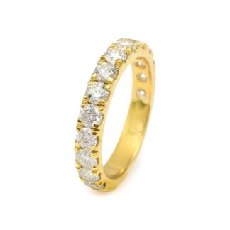 Round Cut Half Eternity Band In 14k Yellow Gold G-H Diamond 3mm Stackable Wedding Ring
