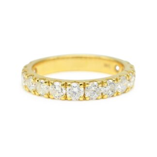 Dainty Round Cut Certified Band In Solid 14k Yellow Gold Diamond Half Eternity Ring US7