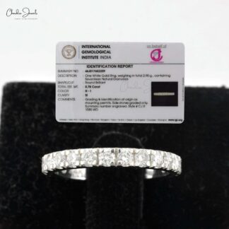 Stacking Half Eternity Band With 2.3mm SI/H-I Diamond Pave Set In 14k White Gold Ring