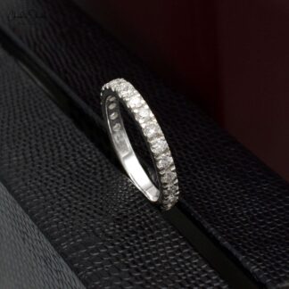 Stacking Half Eternity Band With 2.3mm SI/H-I Diamond Pave Set In 14k White Gold Ring
