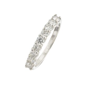 Delicate Half Eternity Ring With 2.5mm G-H Diamond April Birthstone Band In 14k White Gold