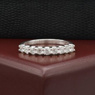 Delicate Half Eternity Ring With 2.5mm G-H Diamond April Birthstone Band In 14k White Gold