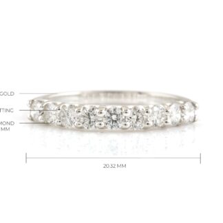 Delicate Half Eternity Ring With 2.5mm G-H Diamond April Birthstone Band In 14k White Gold