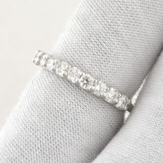 Delicate Half Eternity Ring With 2.5mm G-H Diamond April Birthstone Band In 14k White Gold