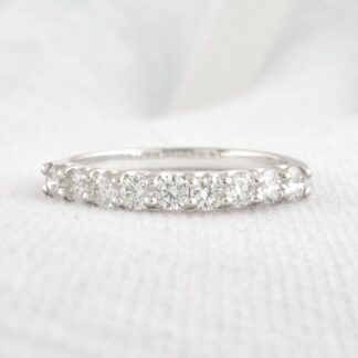 Delicate Half Eternity Ring With 2.5mm G-H Diamond April Birthstone Band In 14k White Gold