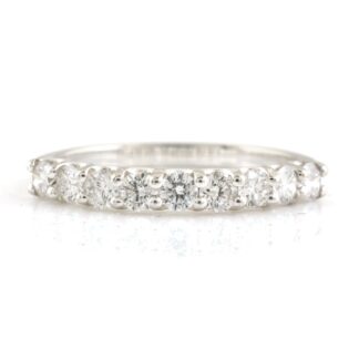 Delicate Half Eternity Ring With 2.5mm G-H Diamond April Birthstone Band In 14k White Gold