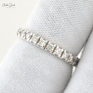 IGI Certified Half Eternity Band In 14k Real White Gold Small Diamond Stack Ring Size US5.5