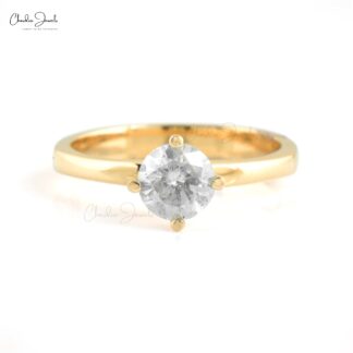 Solitaire Engagement Ring In 14k Yellow Gold Round Diamond IGI Certified Ring Size US7