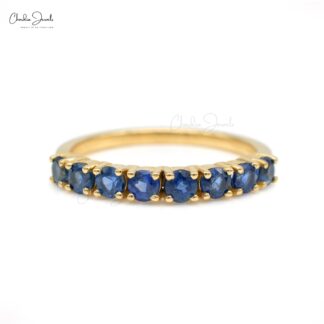 Elegant Blue Sapphire Eternity Band with Half Eternity Design