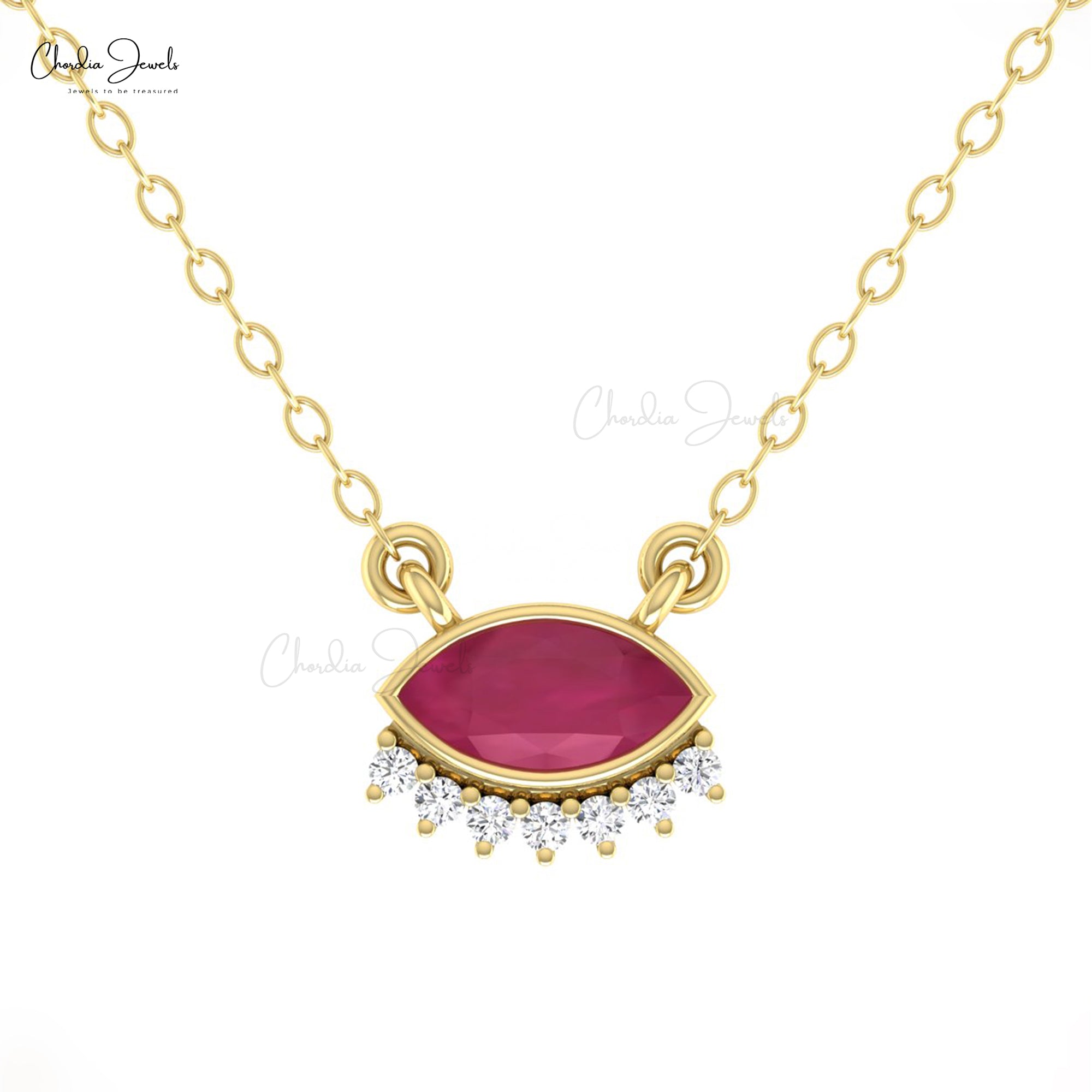 Natural Ruby Floating Necklace With 0.52 Ct Gemstone Diamond Fine Jewelry In 14k Pure Gold