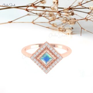Natural Fire Opal Halo Ring In Solid 14k Gold Diamond And 0.32 Ct Gemstone Fine Jewelry