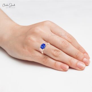 Split Shank Gemstone Ring With 2.45 Ct Tanzanite & Diamond 14k Real Gold Proposal Rings