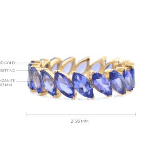 Marquise Full Eternity Band With 4.2 Ct Tanzanite Prong Set In 14k Yellow Gold Stack Ring