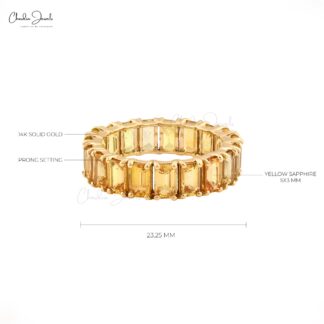 AAA Citrine Full Eternity Ring In 14k Real Yellow Gold Engagement Stacking Band Rings
